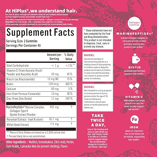 Miniatura 8 de Gomitas de suplemento acelerador del crecimiento del cabello para mujeres, nutre el adelgazamiento del cabello y aumenta el grosor del cabello, con