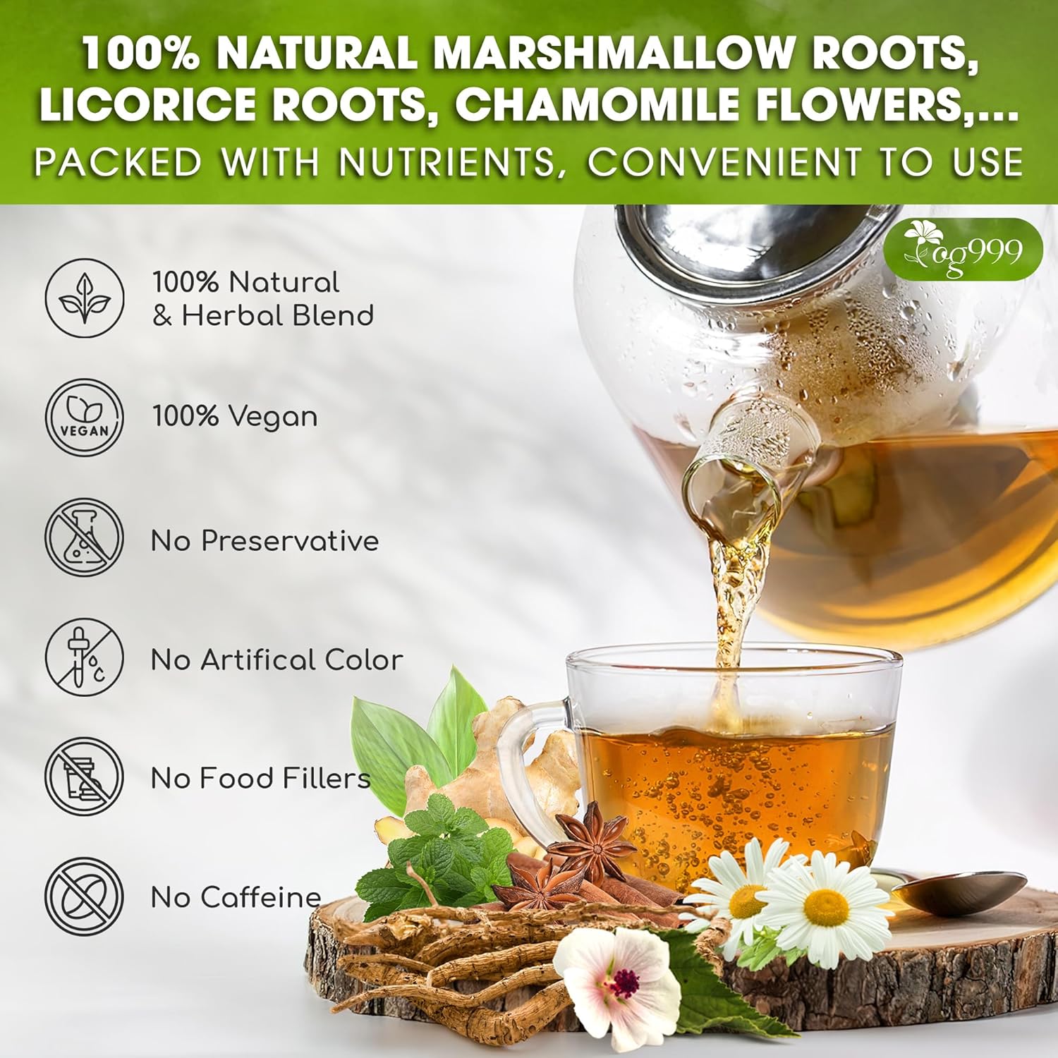 TOG999, Premium Digestive Tea Bags | 40 Count | Herbal Blend with Marshmallow Root, Licorice Root, Chamomile Flower, Ginger, Fennel Seed, Peppermint & Cinnamon – Smooth & Comforting Herbal Tea