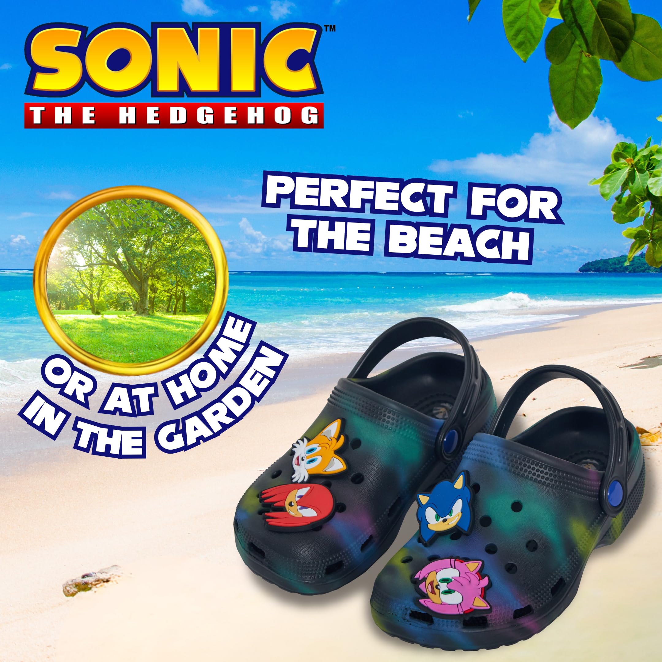 Sonic The Hedgehog Zoccoli Charms Ragazzi Ragazze Sandali Bambini Estate Ciabatte con Cinturino alla Caviglia Scarpe da Spiaggia