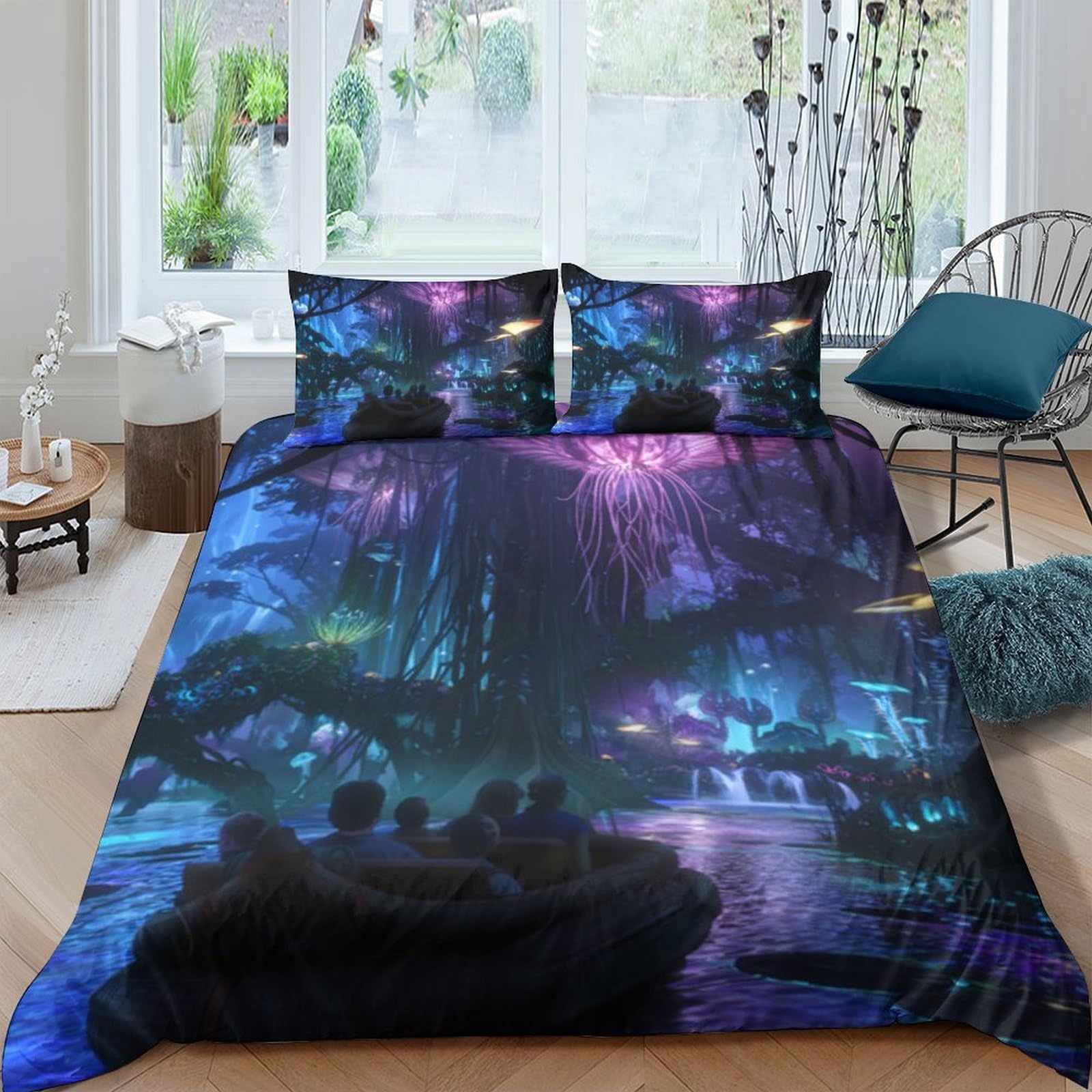 Ctjqhvkz Style-8 3D Printed Aurora Forest Fitted Sheet Microfiber Soft Breathable Night Lake Bed Cover For Bedroom Guestroom Decor Single（135X200cm）