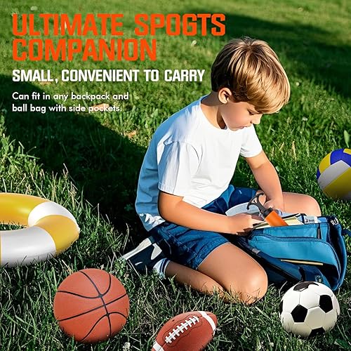 Miniatura 7 de Bomba de bola, bomba de bola para pelotas deportivas, bomba de pelota de fútbol, bomba de mano con 3 agujas, boquilla, manguera de extensión,