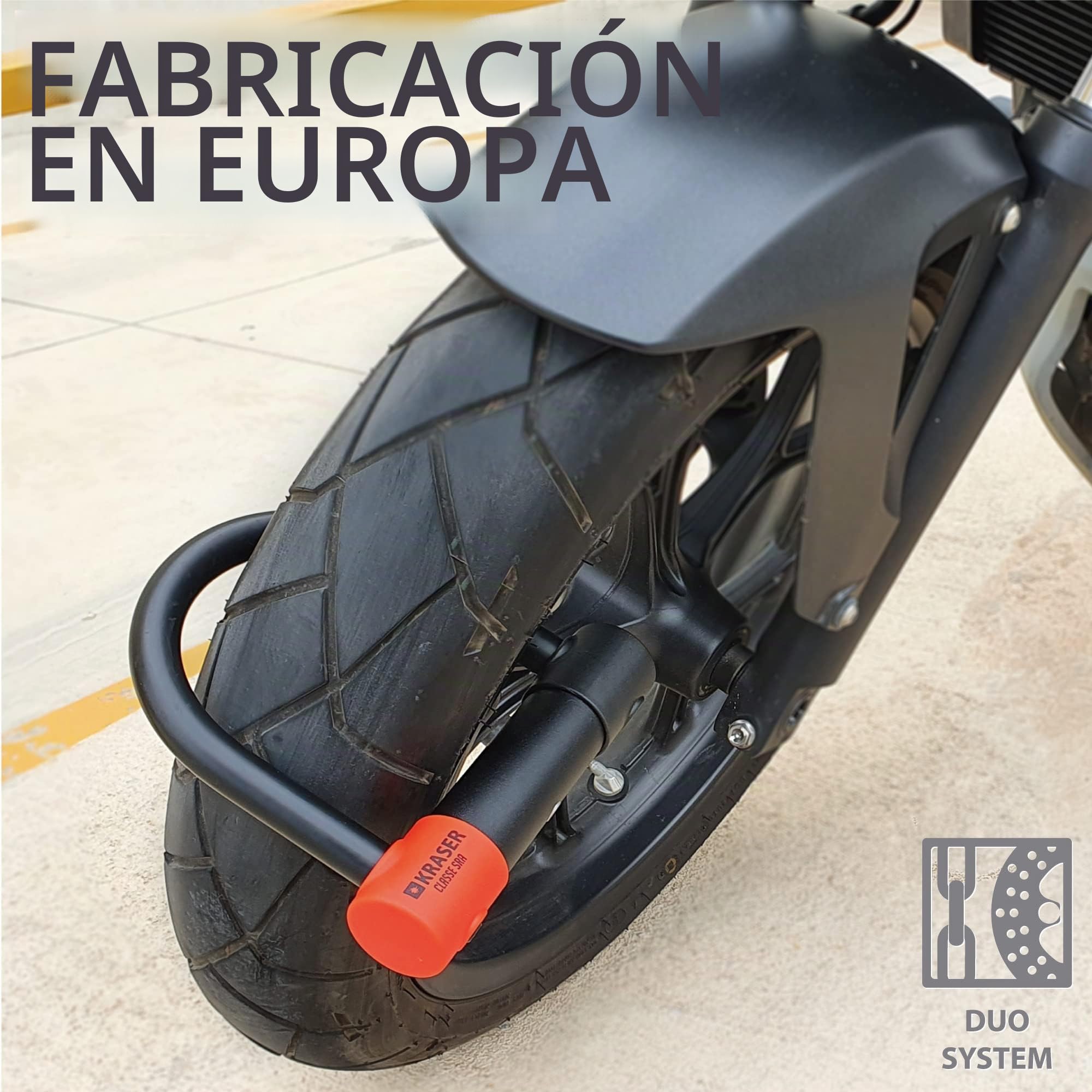 KRASER KR120S Robusto Candado Moto U Bloqueo Cepo Rueda, Homologado SRA, Alta Seguridad Testada, Arco 120x125mm ø18mm Doble Cierre, Cerradura Antiganzua, Antirrobo U Lock para Scooter, Bici Eléctrica