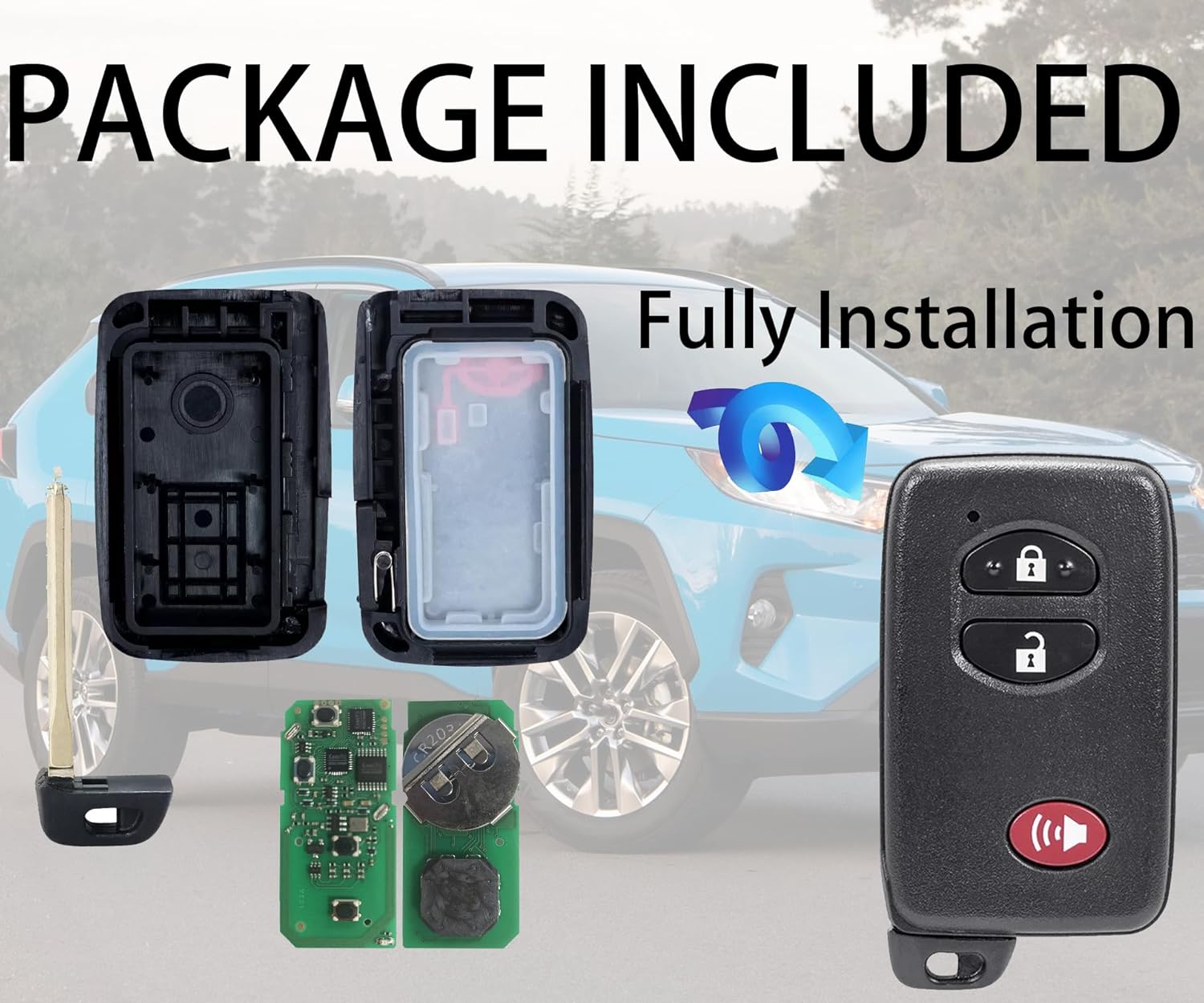Smart Key for Toyota RAV4 2008-2012, Alliskeys Key Fob Fit for HYQ14AAB 271451-0140 89904-48100