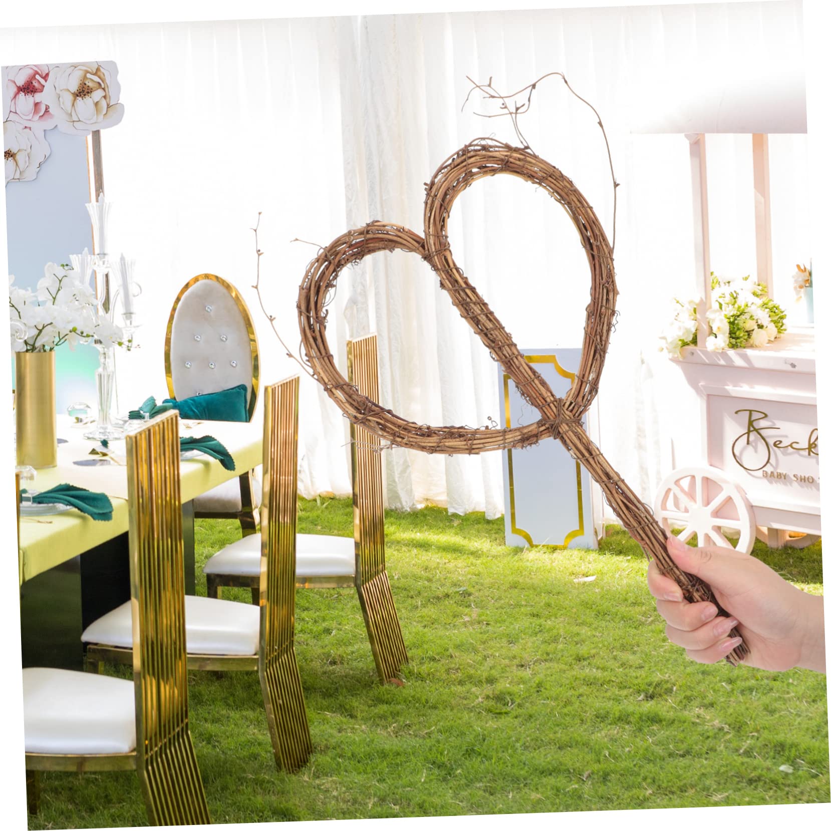 Amosfun 4 Sätze Blumenstrauß Zubehör Hochzeit Dekorative Hängende Ornamente Dekoration Kränze Weihnachtsdeko Christmas Decorations Girlandenring Selber Machen DIY-Rattan Coffee 2 Stück * 4