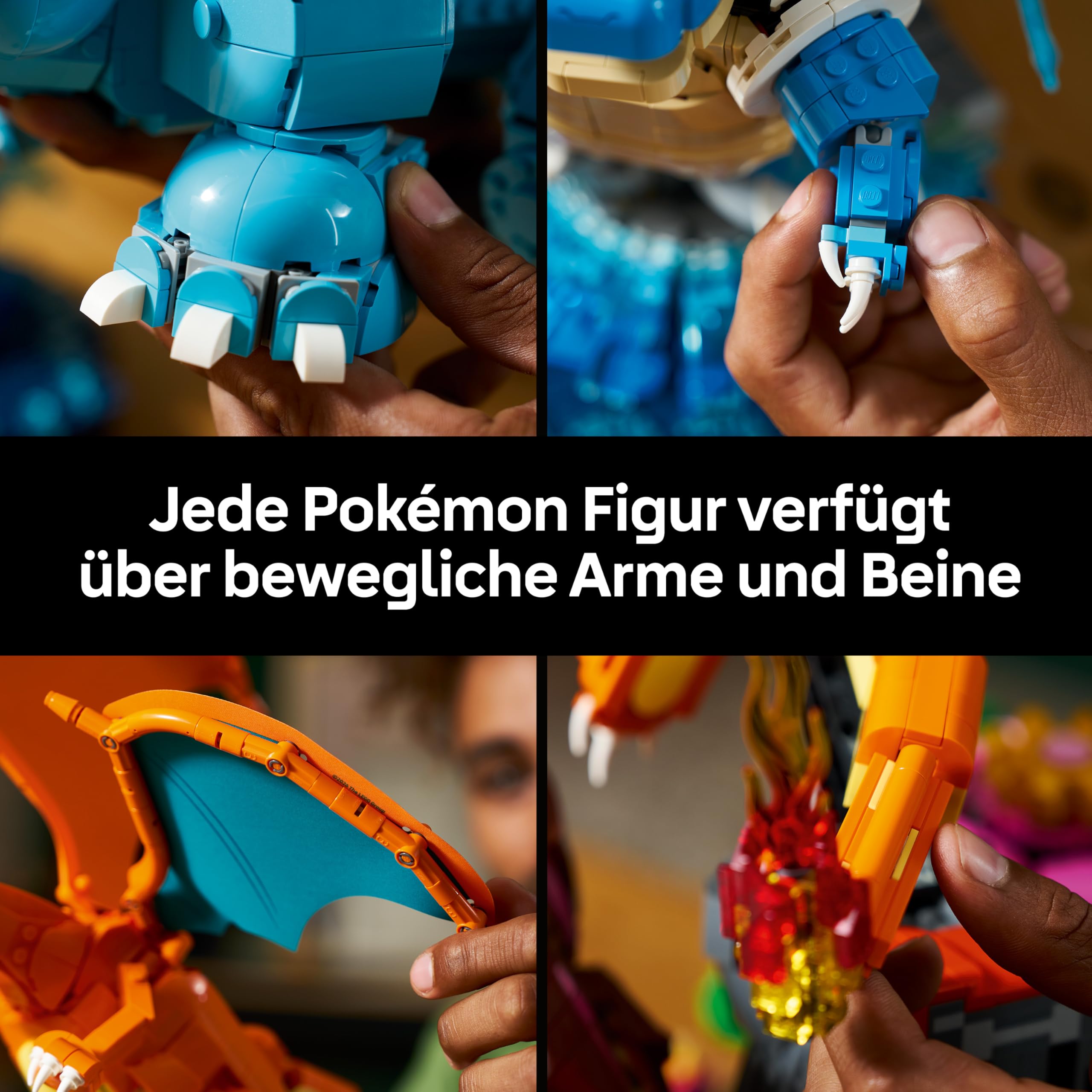 LEGO Pokémon Bisaflor, Glurak und Turtok - 3D Modellbau für Erwachsene - 3 Anime Figuren als DIY Deko für Schreibtisch oder Regal - Gaming Geschenkidee für Fans und Sammler - 72153