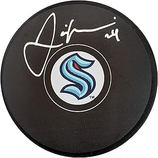 Jamie Oleksiak Autographed Official Seattle Kraken Logo Hockey Puck Fanatics Holo Stock #200860 - Autographed NHL Pucks