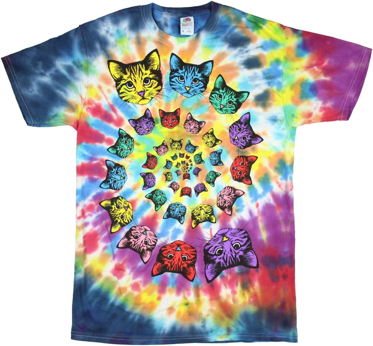 Catopia Tie Dye Kitty Cat Graphic T-Shirt - Large,Multicoloured