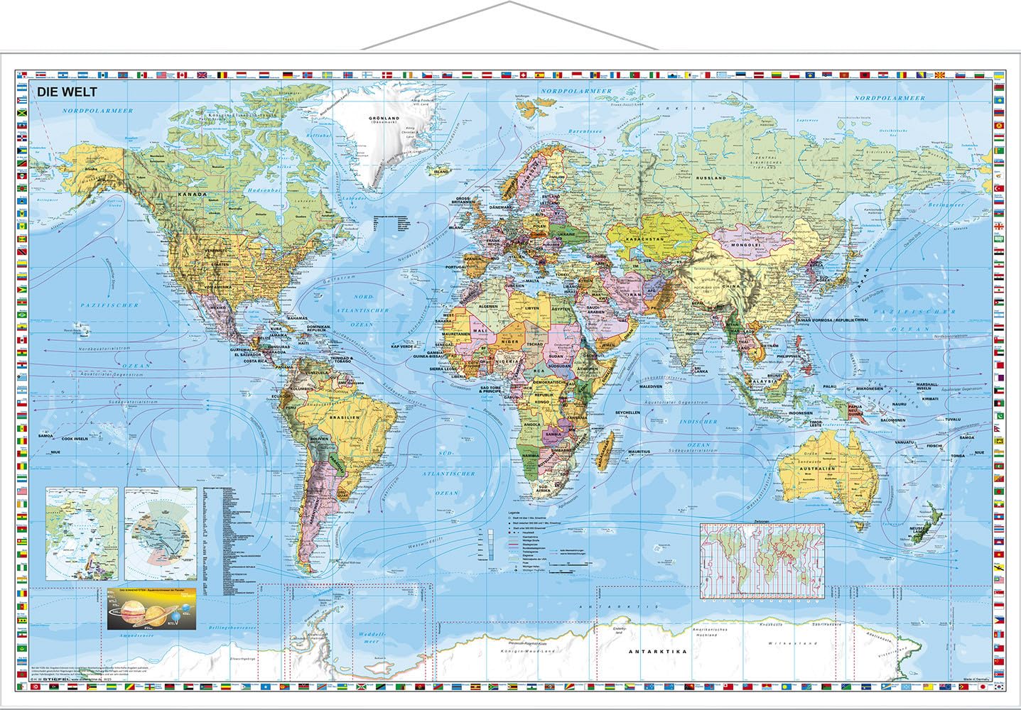Weltkarte in deutscher Sprache – Großformatige Wandkarte (Neuauflage)
