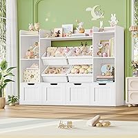 LULUBEAR Toy Storage Organizer: 4 Movable Drawers, 4 Bins, Hidden Wheels - Kids Playroom Shelf for Bedroom & Living Room