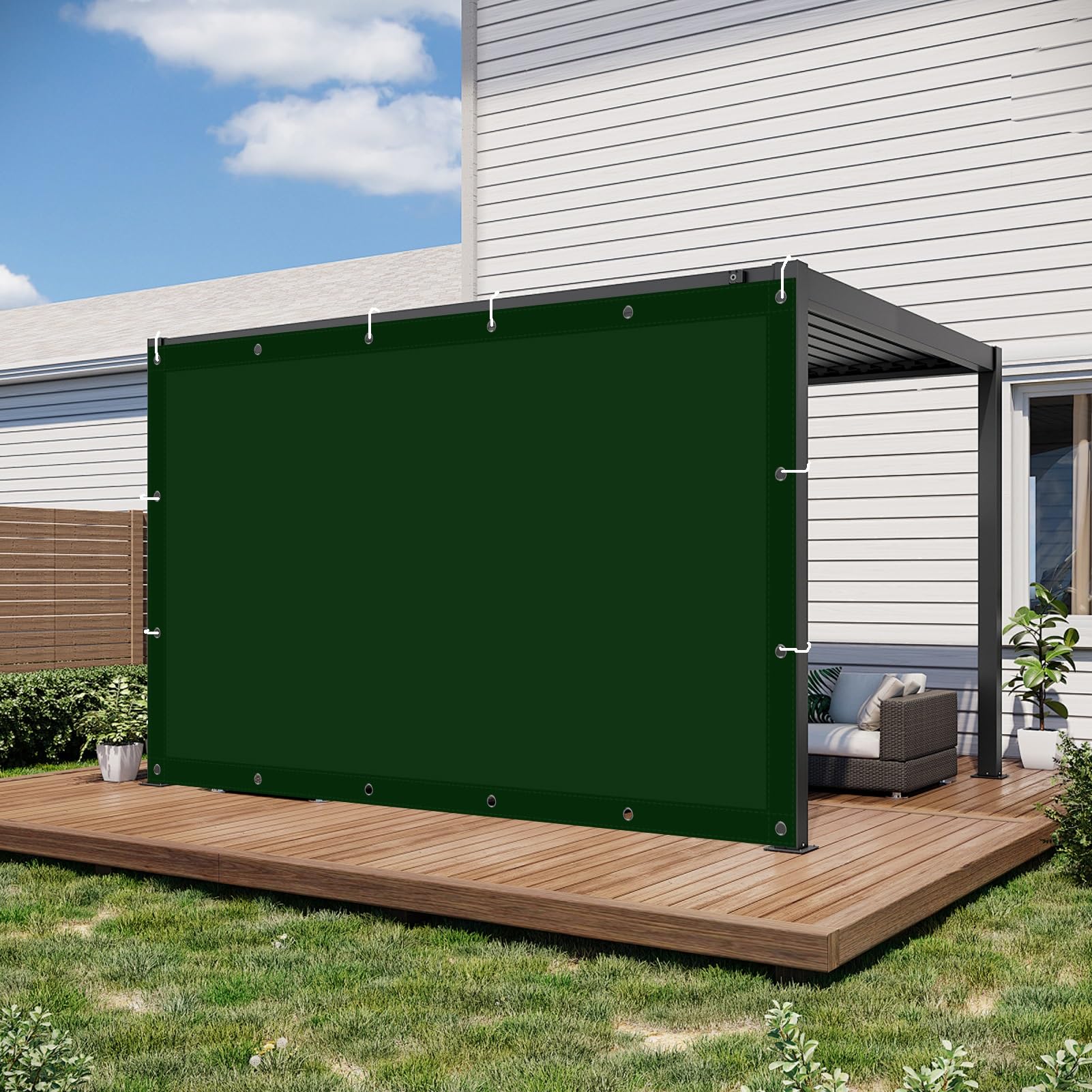 Rechteckiges Sonnensegel für den Außenbereich, 2,2 x 4,2 m, UV-Schutz, Terrassenabdeckung für Innenhof, Carport, Rasen, Schwimmbad, Polyestergewebe, einfache Installation und Wartung, Dunkelgrün