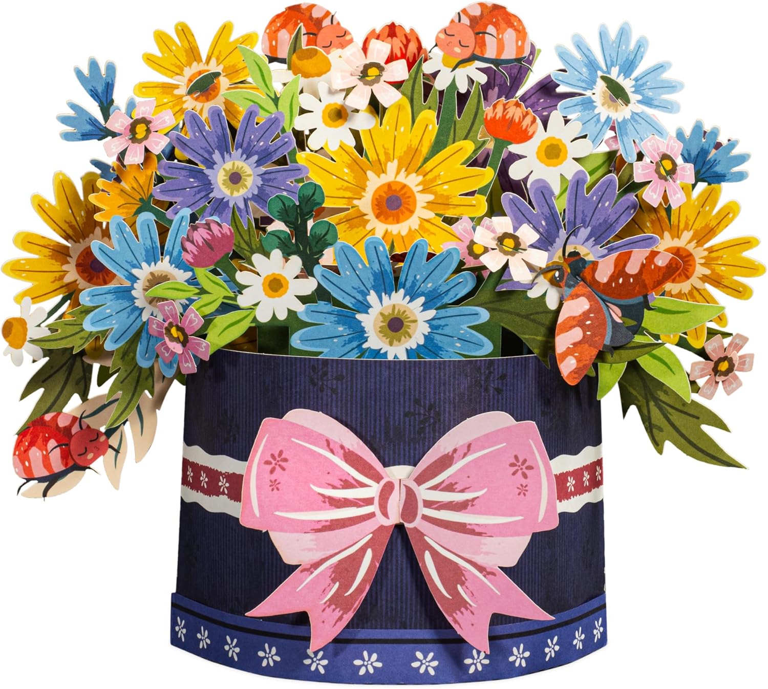Paper Love 3D Pop Up Card, 2 Pack - Includes 1 Floral Arrangement and 1 Festive Flower Box, For All Occasion - Includes Envelope and Removable Note Tag