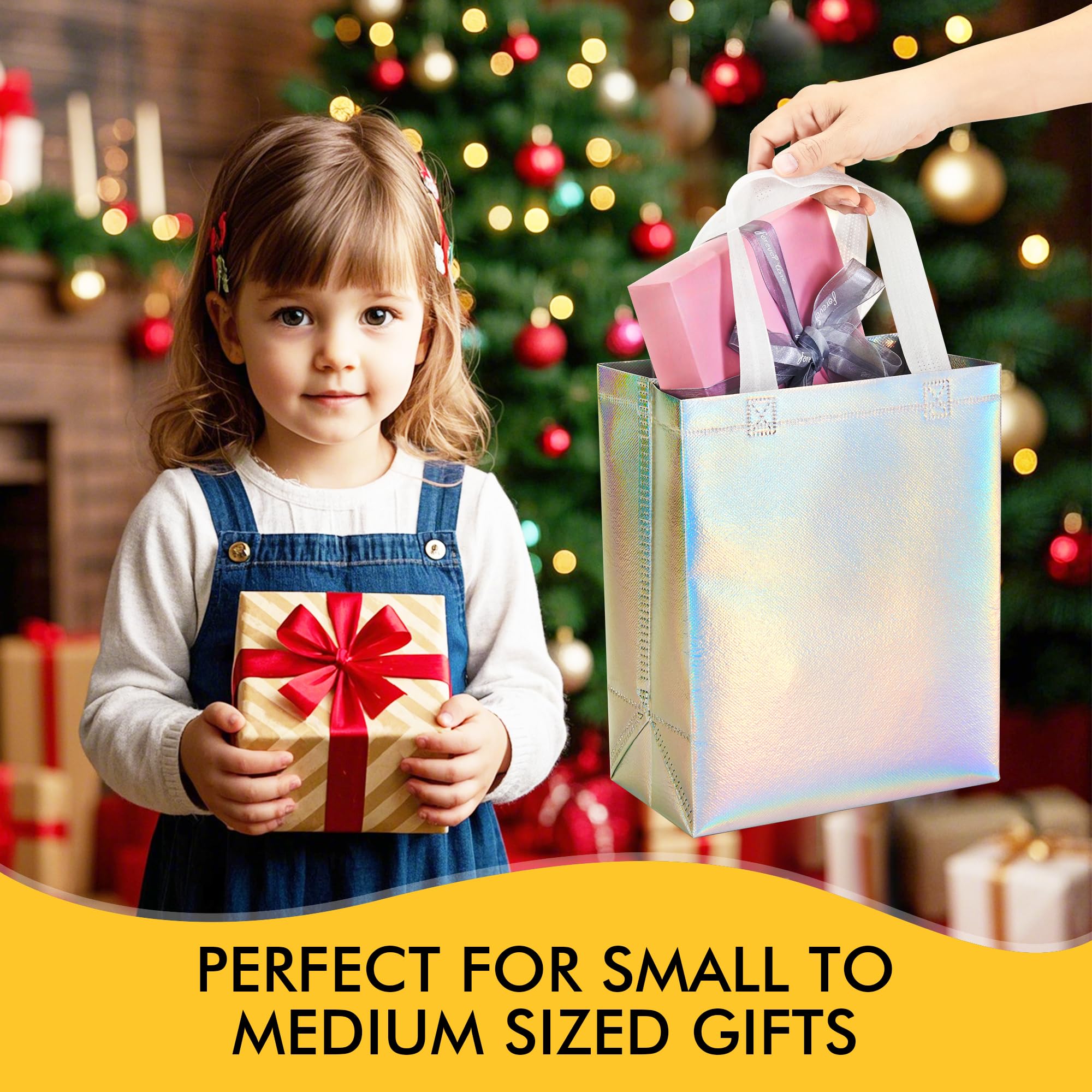 100 Pcs Iridescent Glossy Gift Bags Medium Size, Burkina Faso