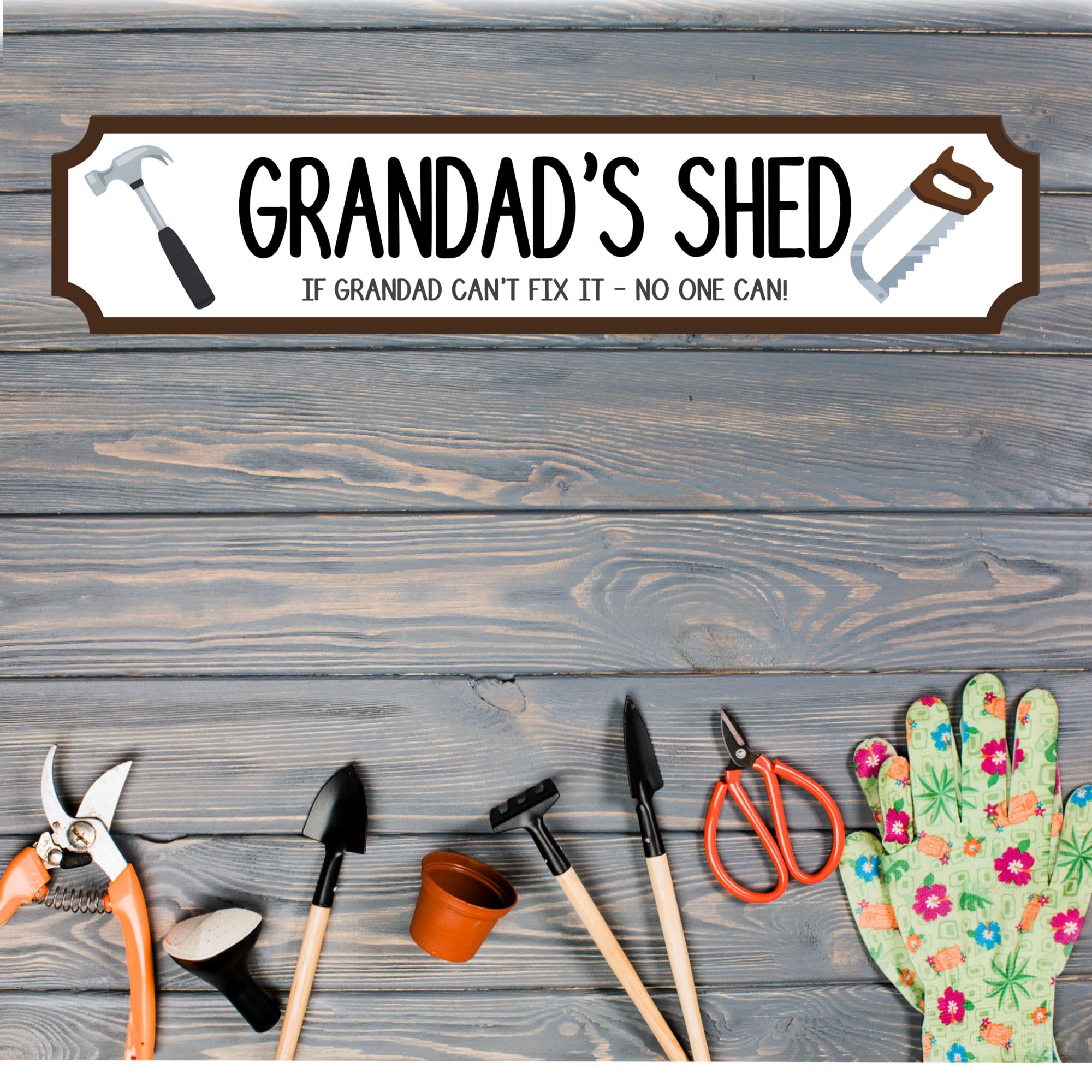 Grandad's Shed Personalised MDF Wood or Acrylic Street Sign Plaque - Custom Gift for Grandads, DIY Enthusiasts, Shed, Garage, Workshop Decor (MDF Wood - Indoor use only, Medium 390mm x 85mm)