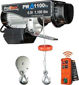 Electric Hoist, 110V, 1100lbs Lifting Capacity, 38ft Lifting Height, Wireless Remote Control, Upper & Lower Limit Switches for Home Improvement, Warehouse Clearance, Garage Hoist System