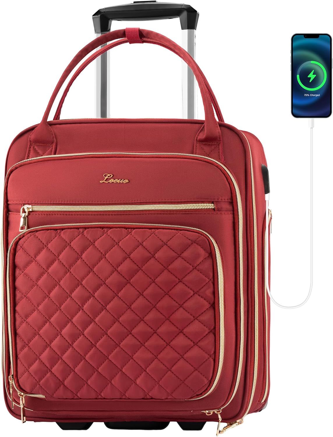 LOEUO Under Seat Luggage with Wheels for Women Men, Airline Approved Underseat Carry on Luggage for Airplanes, Small Personal Item Travel Bag for Short Trip