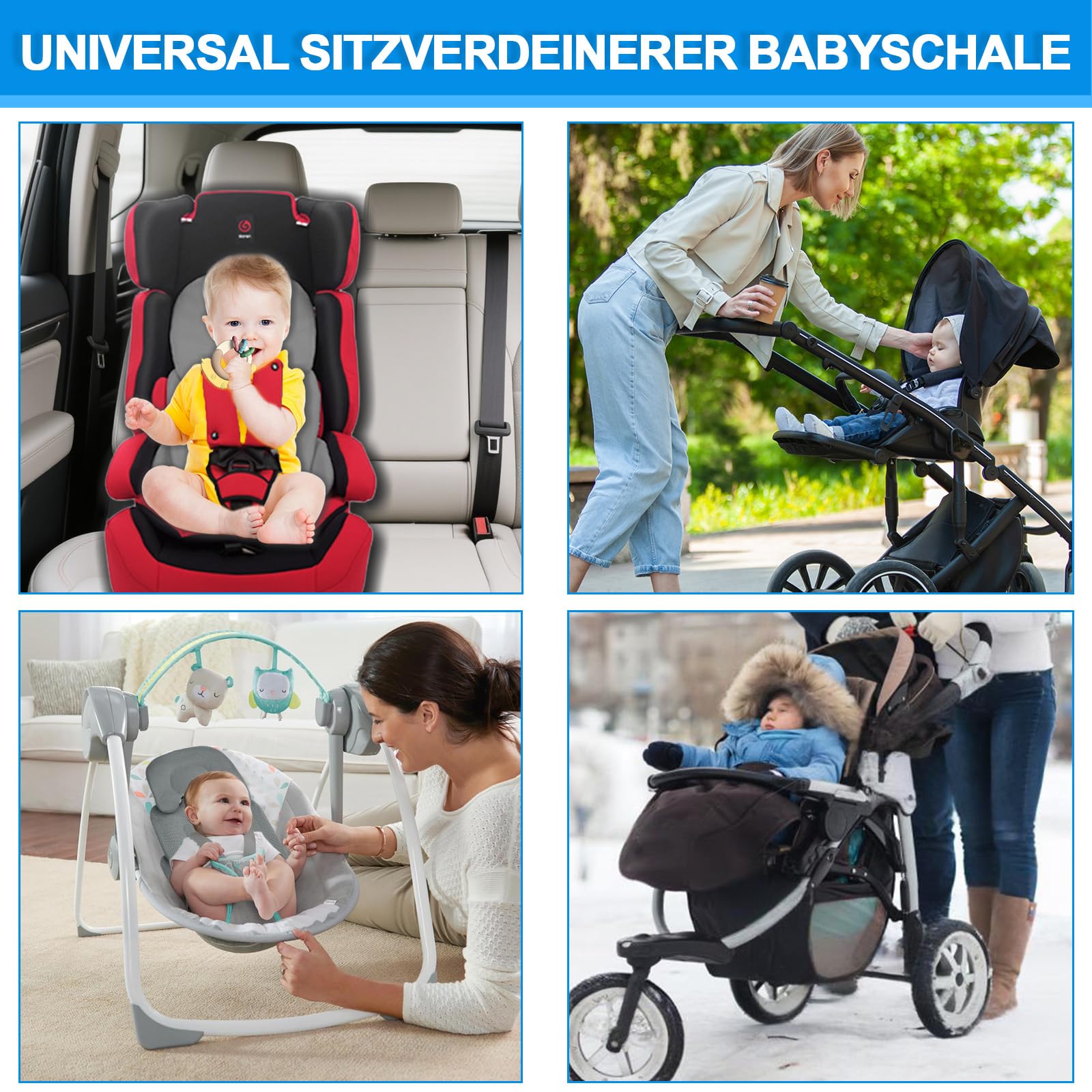 Riduttore universale per ovetto, nserto Neonato Rete 3D Peluche, Riduttore Ovetto, Anti-Sudorazione Poggiatesta Corpo, Ovetti Passeggini Seggioloni Viaggio (Grigio)