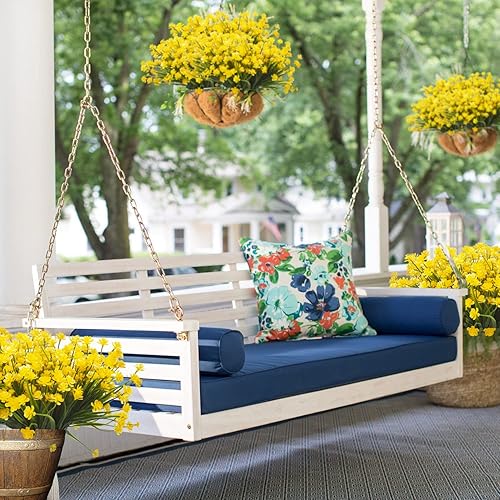 Miniatura 6 de Flores artificiales artificiales, 12 paquetes de arbustos verdes resistentes a los rayos UV para interiores y exteriores, maceta colgante para