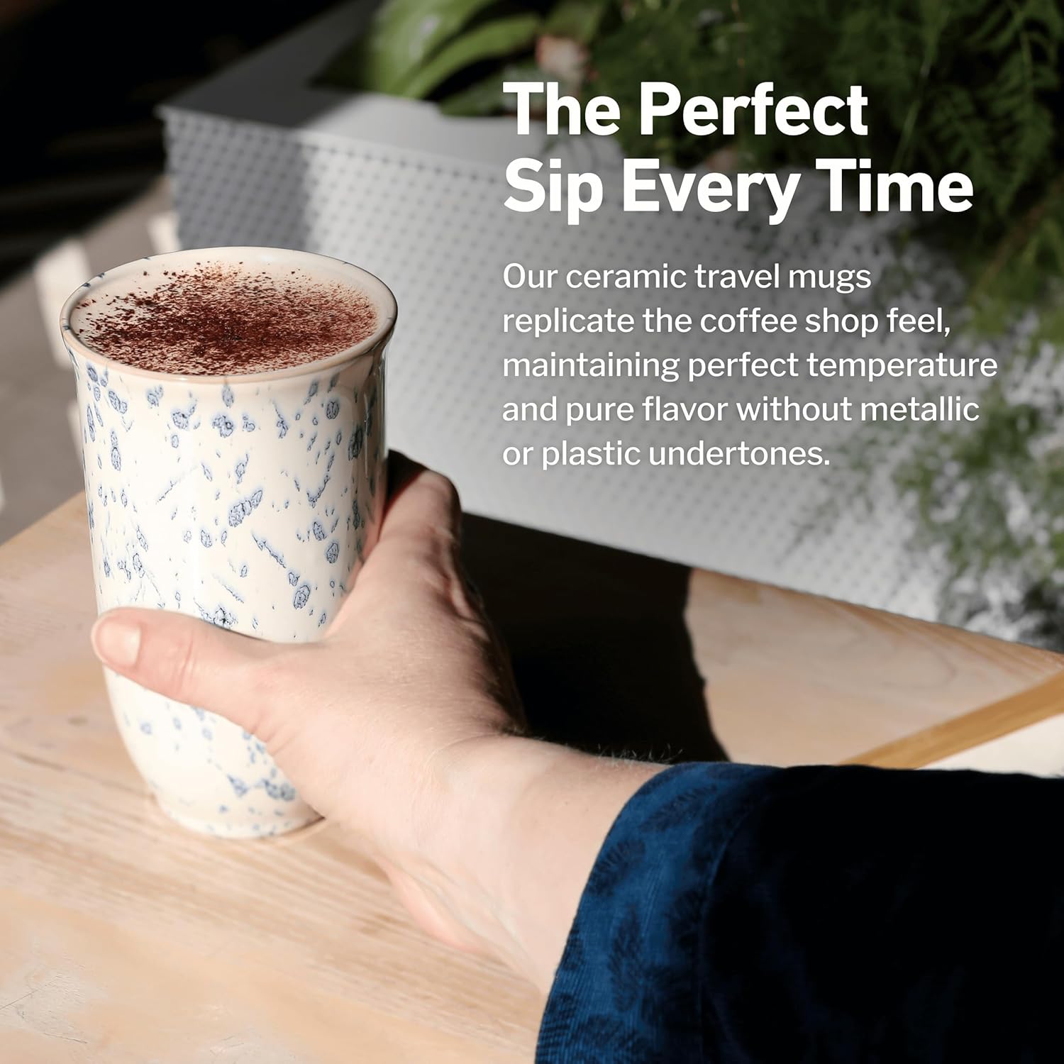 NOVA CERAMICS Travel Coffee Mug– Travel Coffee Tumbler – On the Go Coffee Mug – Microwave & Dishwasher Safe Green Coffee Tumbler - Gifts For Women Men Him Her – 16oz – Orchid