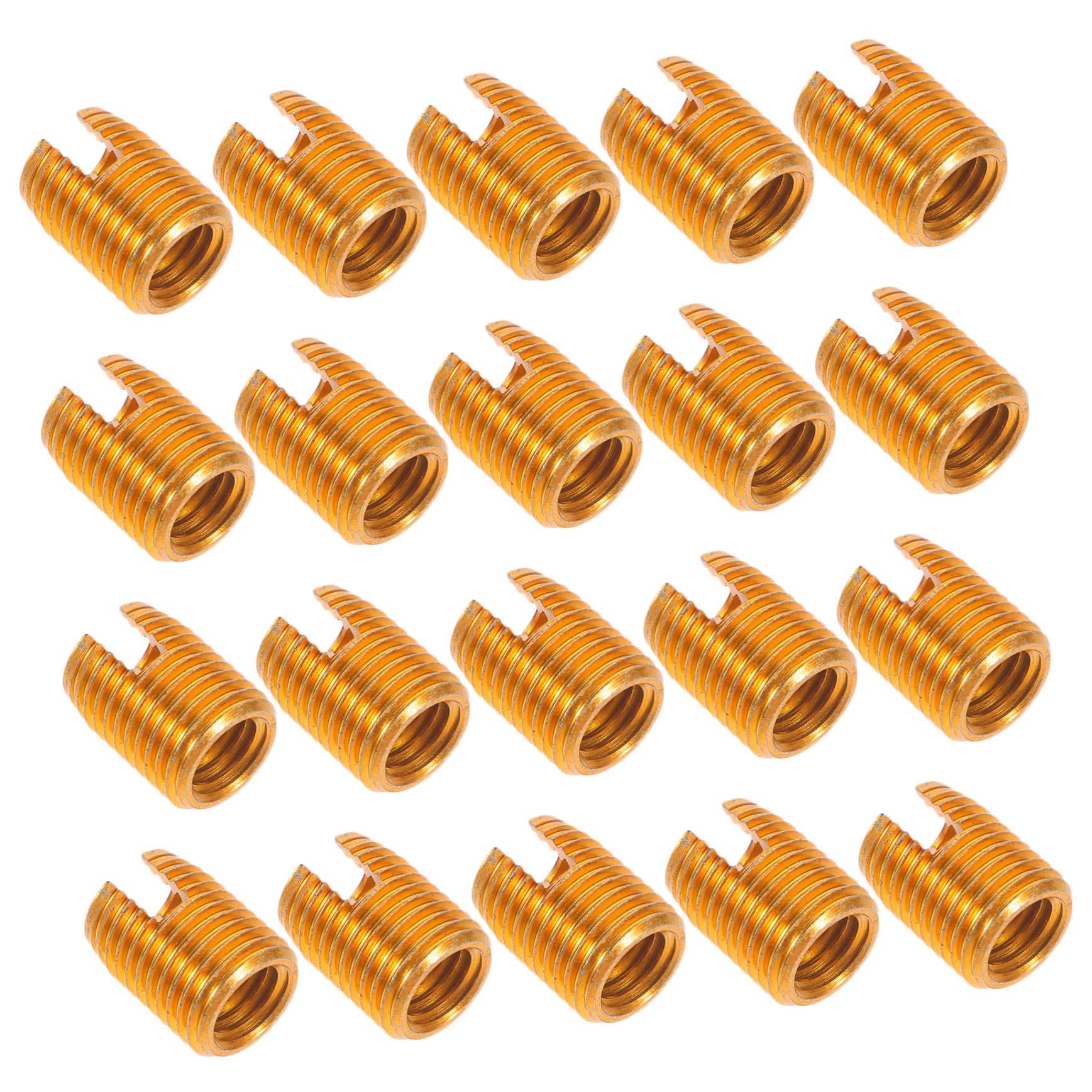 Unomor 20pcs Self-Tapping Braces Nut Threaded Bolt Fastener Screw Replacement Threaded Inserts Thread Reinforce Repair Tool Connector for Wood Furniture Golden Stainless Steel