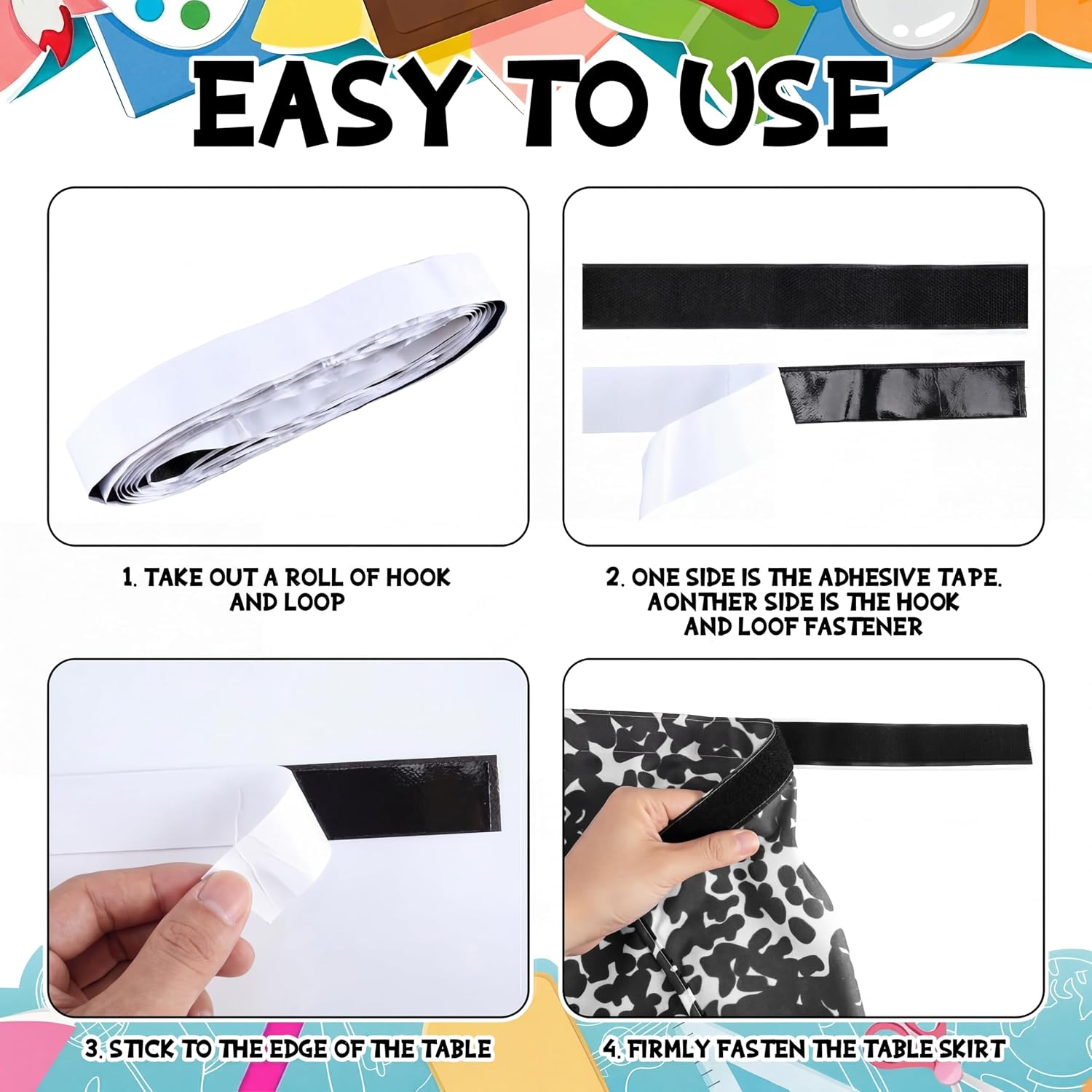14 ft Composition Book Table Skirt for Teacher Desk Rectangular Tablecloth Skirt Polyester Classroom Tableskirt for Teacher Preschool Decorations Back to School Party Supplies