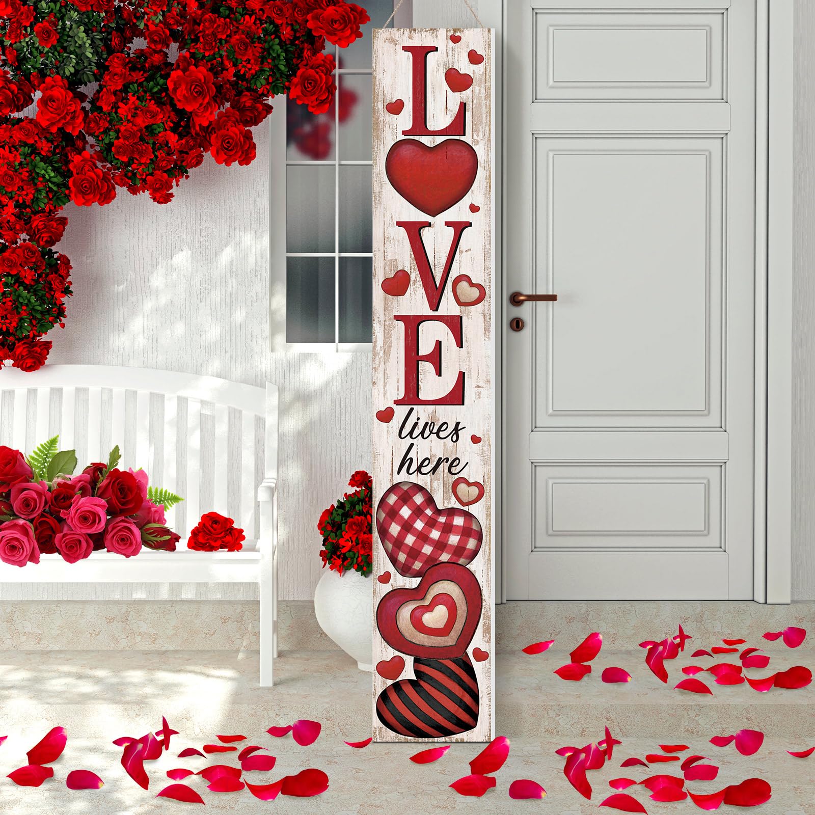 Amazon.com : Memorywuu Valentine's Day Porch Sign Vertical Love