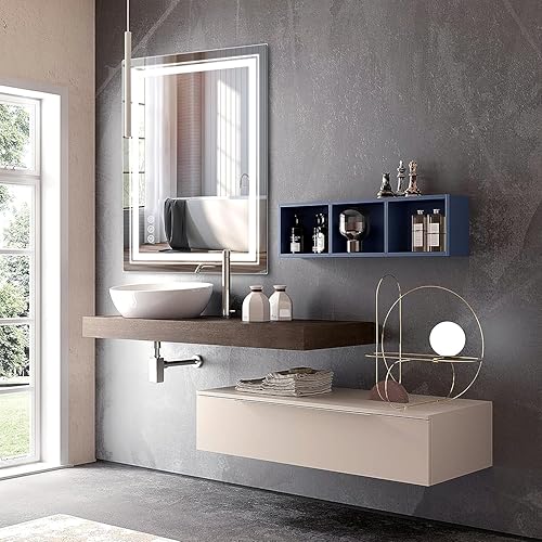 Miniatura 9 de Espejo LED de 32 x 24 pulgadas para baño con luces integradas, espejos de pared iluminados con antiempañamiento, memoria, regulable, 3 colores,