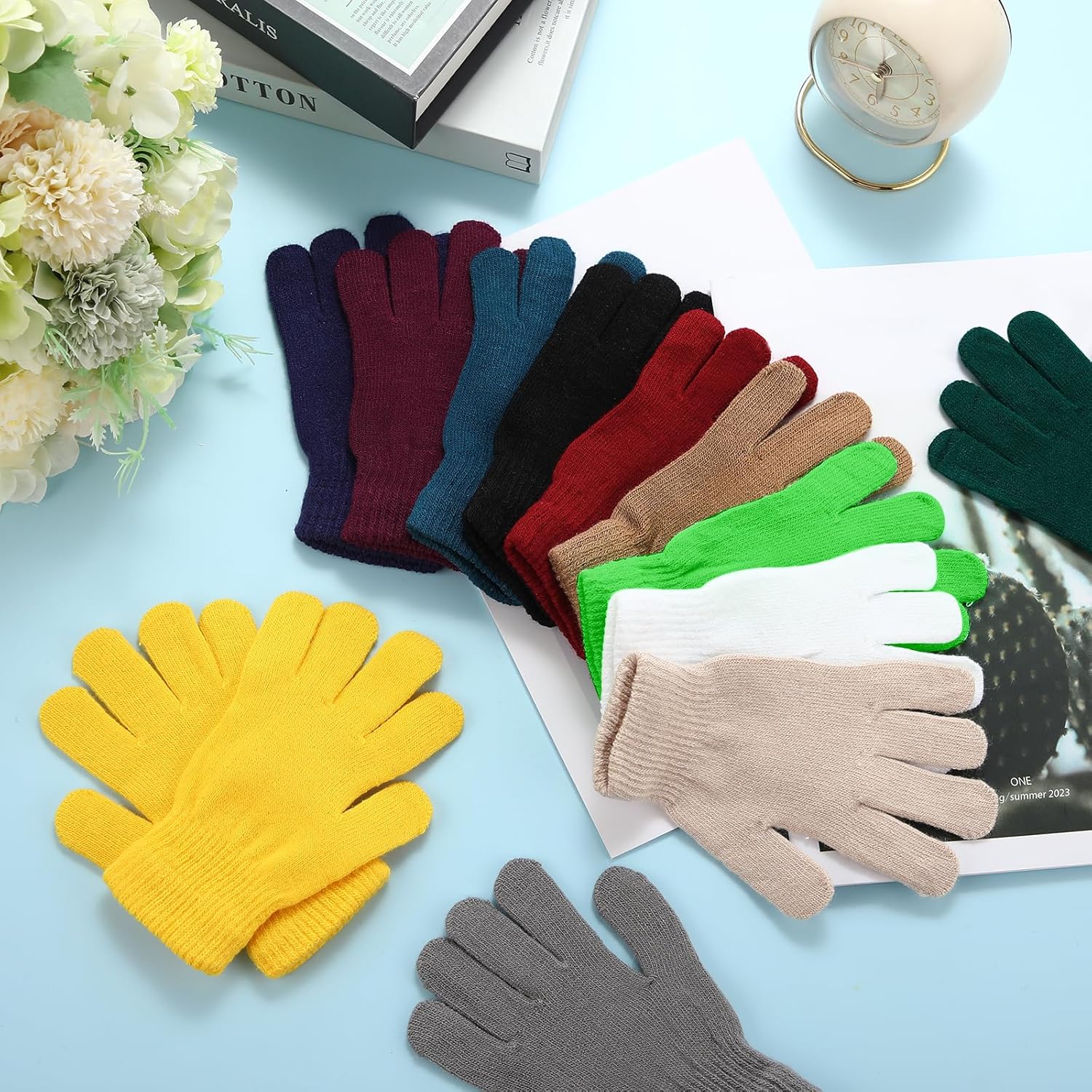 Toulite 36 Pair Adult Winter Gloves Bulk Warm Knitted Magical Gloves Stretchy Solid Color Mittens for Men Women Homeless - Image 3