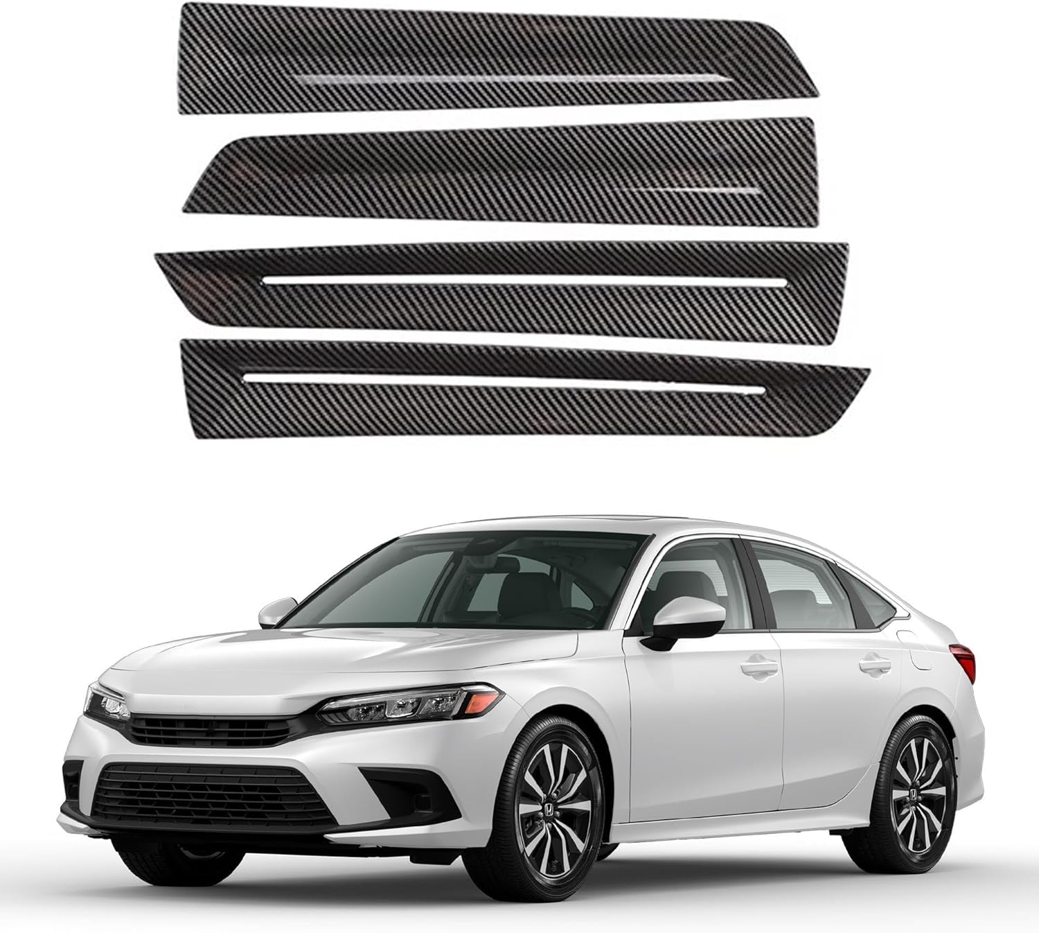 Inner Door Panel Trim Suitable for Honda Civic 2026 2025 2024 2023 2022 Strip Car Door Inner Panel Cover Protector ABS Accessories (Carbon Fiber Pattern)