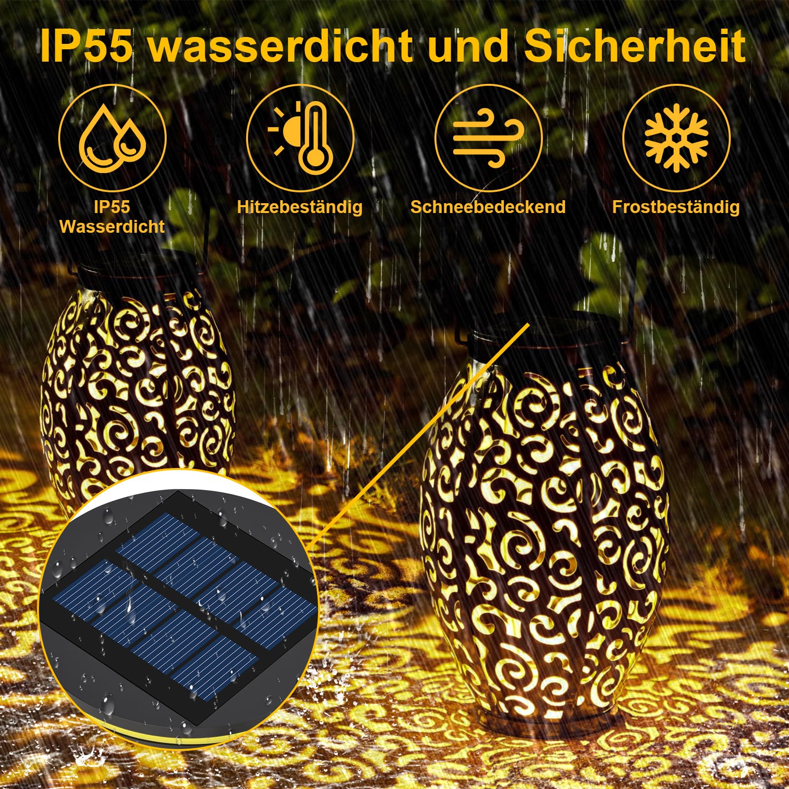 Zestaw 4 lamp solarnych, części zamienne, 8 cm, górna część z jasnymi żarówkami LED, wodoszczelność IP65, panel słoneczny, zamiennik modułu solarnego do lamp ogrodowych, solarnych (4)