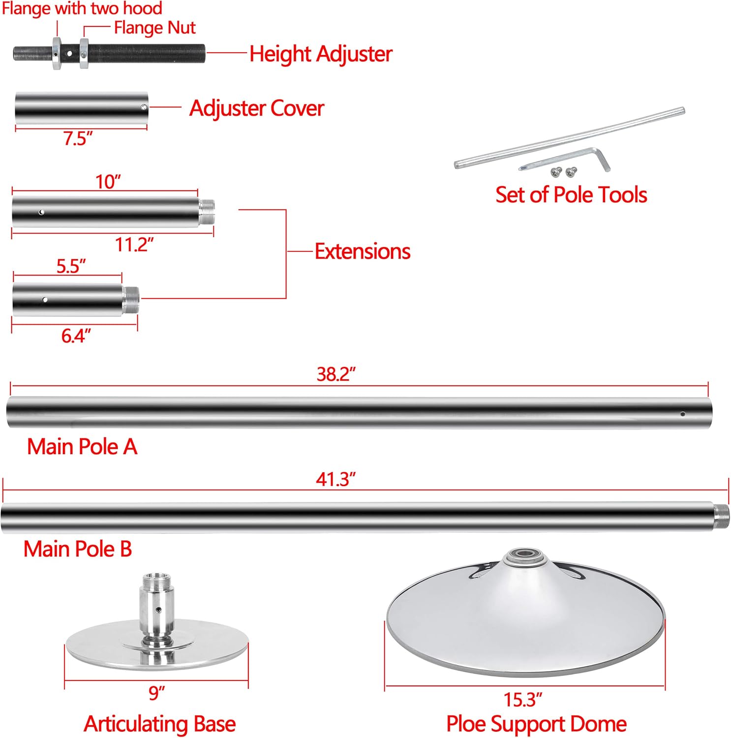 Professional Portable Dancing Pole Spinning Static Dance Pole Removable 45mm Dance Pole Kit for Home Exercise Gym Club Party Bar