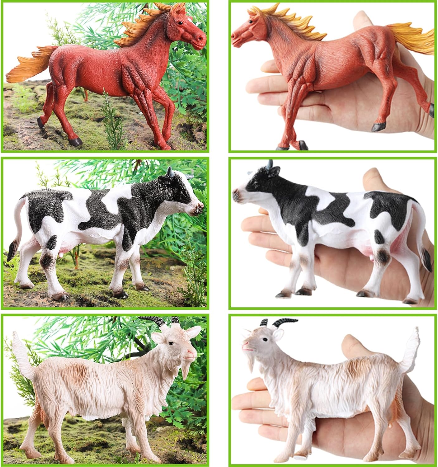 SCAHOW Farm Animal Toys for Kids 3-5 5-7, Realistic Farm Animal Figurines with Cow, Pig, Donkey, Sheep, Goat, Horse Toys - Educational Barnyard Poultry Farm Playset for Boys Girls