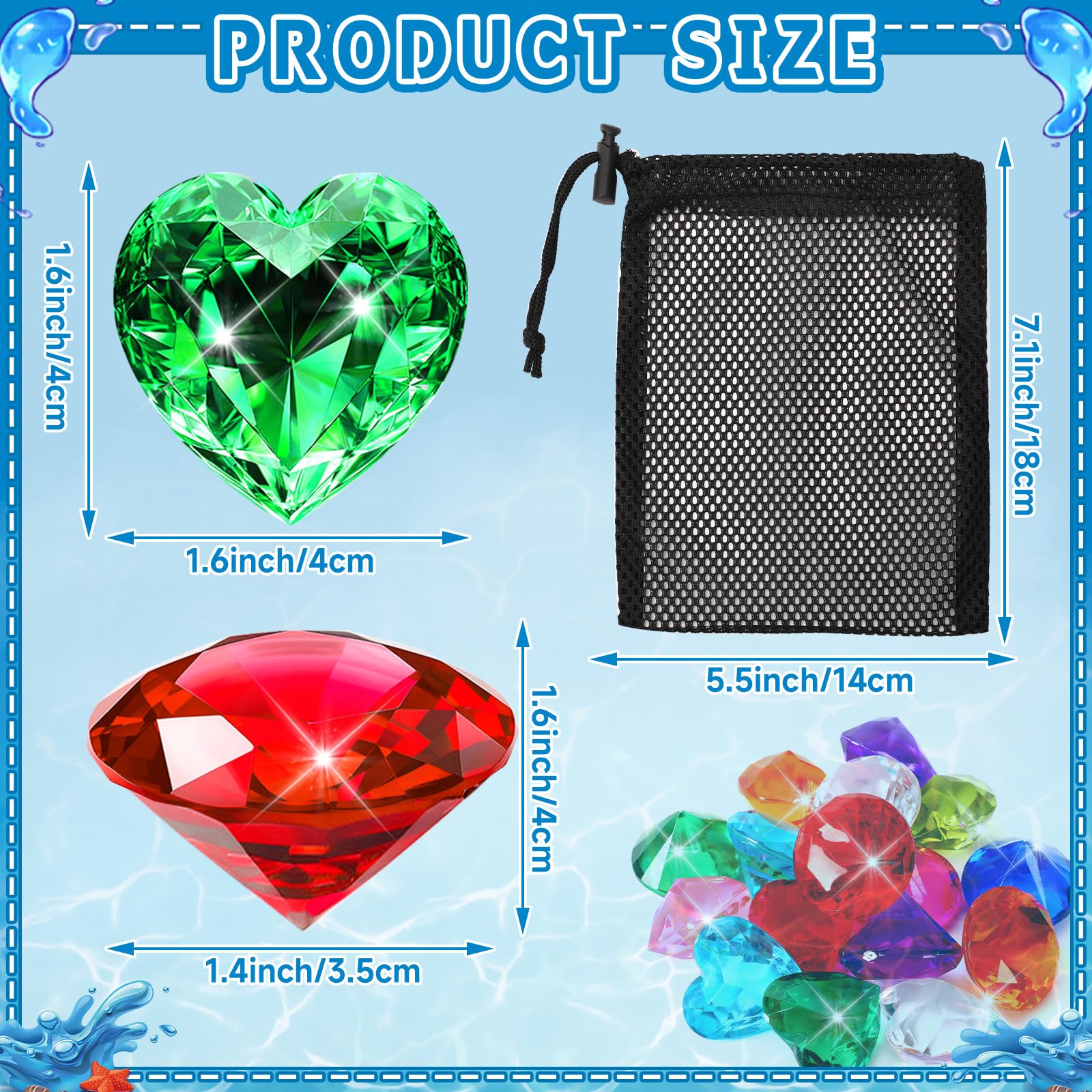 TNTGMG Edelsteine Pool Spielzeug - 40 Stück Bunte Tauchsteine Für Kinder