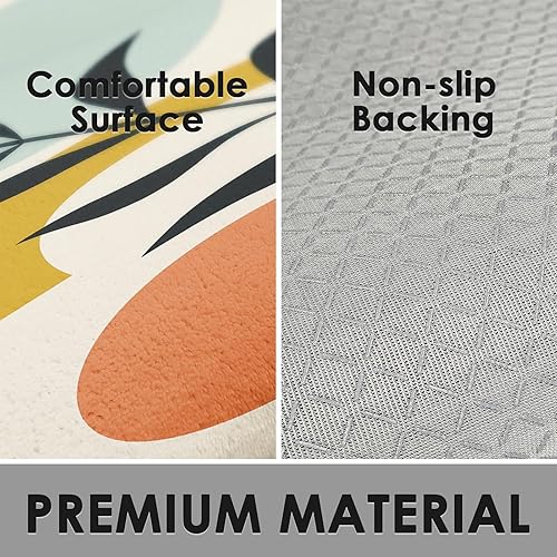 Miniatura 5 de Tapete de baño abstracto de imitación de cachemira, 17 x 30 pulgadas, plantas naturales, bohemias, tapete decorativo para el hogar, parte trasera de