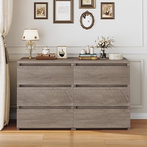 Miniatura 5 de FOTOSOK Mesita de noche gris con 3 cajones, mesita de noche para dormitorio con asa recortada, mesa auxiliar de sofá con 3 cajones para dormitorio,