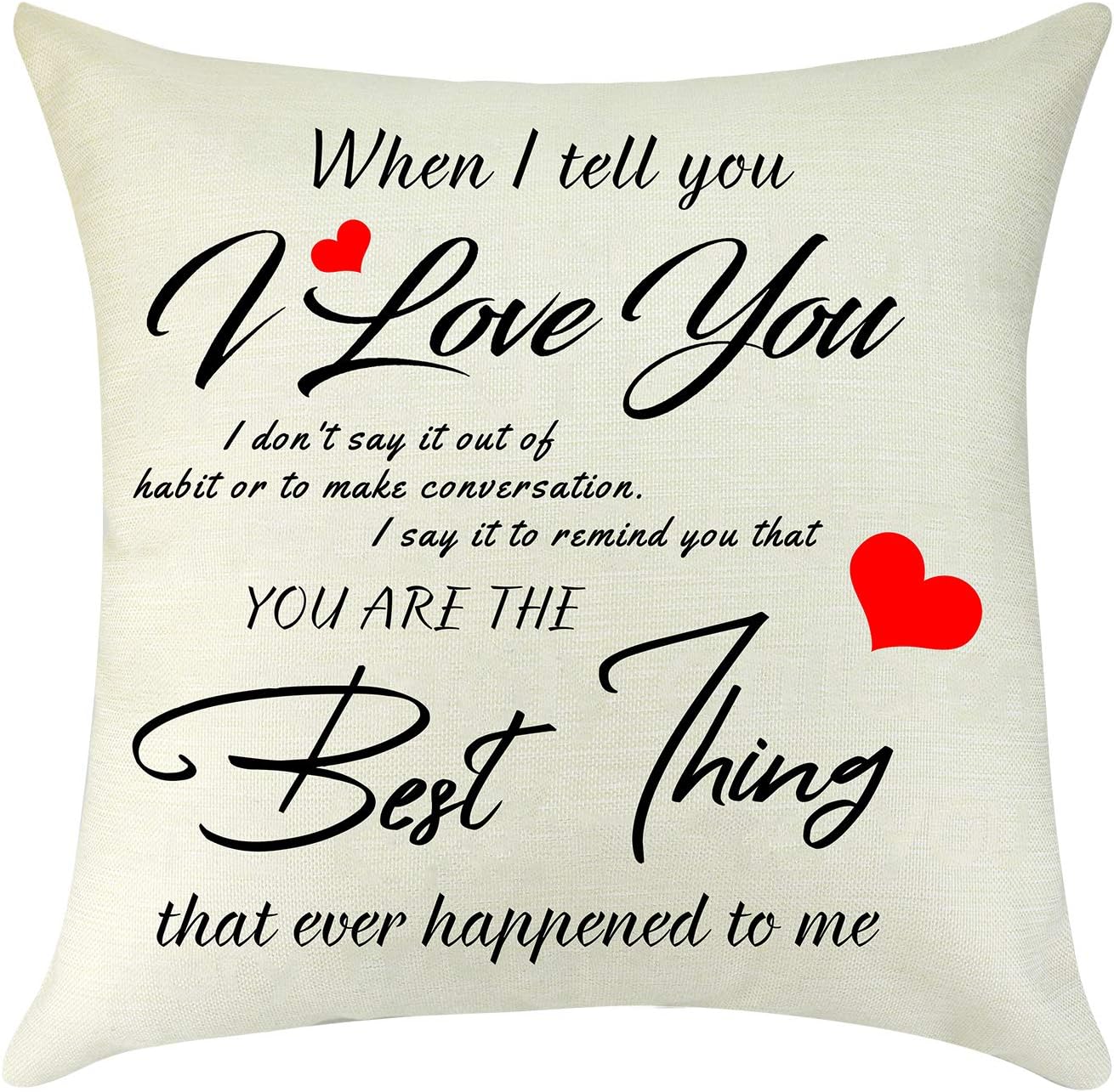 Couple Gifts for Boyfriend Girlfriend Pillow Cover Case I Love You Gift for Her Him Christmas Valentine's Day Anniversary Birthday Gift for Wife Husband Decorative Cushion Cover for Sofa Car 18" x 18"