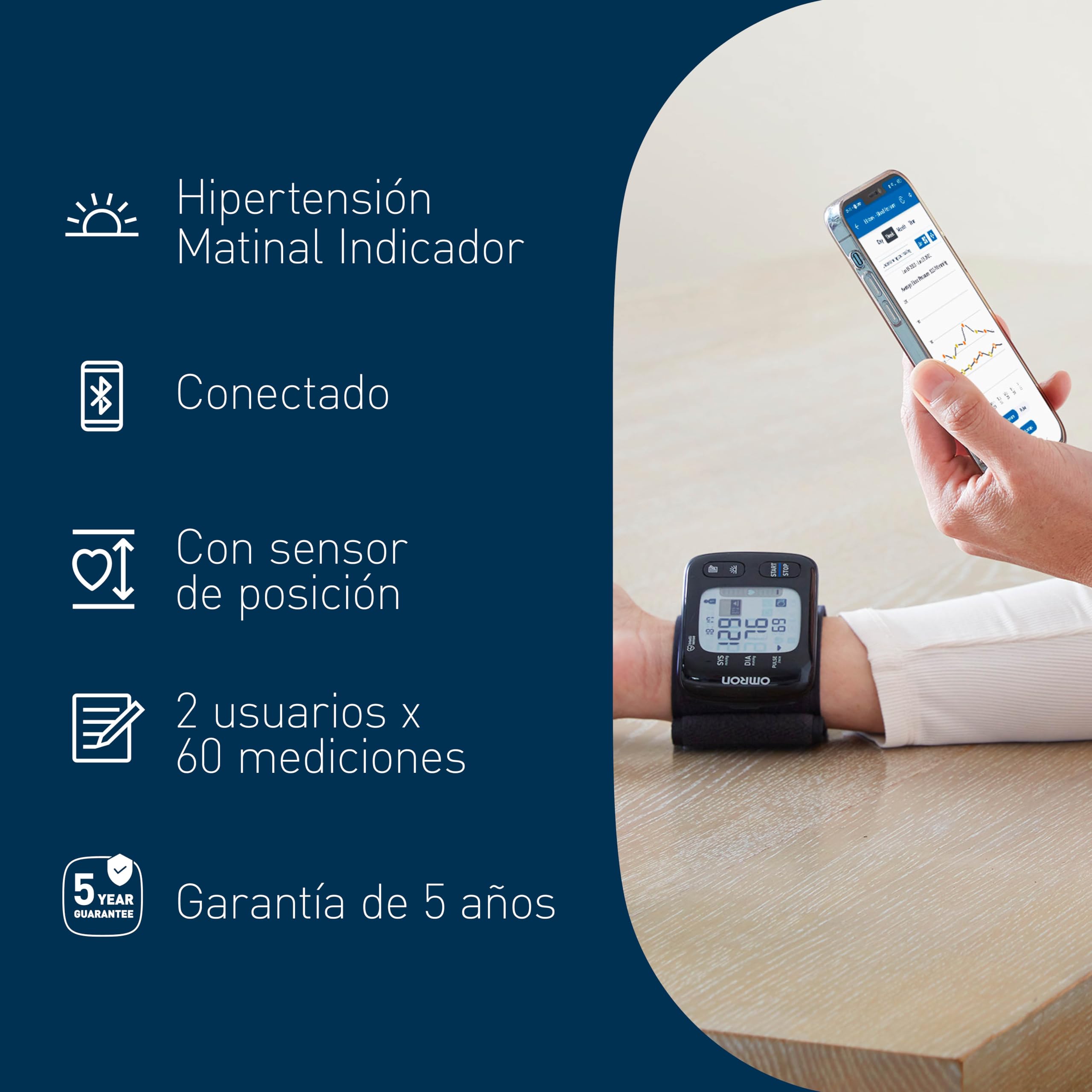 OMRON RS7 Intelli IT Tensiómetro de muñeca con Bluetooth, validado clinicamente