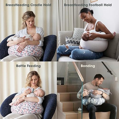 Miniatura 2 de bbhugme Almohada de lactancia ajustable - Lactancia materna, alimentación con biberón, apoyo para bebé, firmeza y ajuste ajustables, funda de
