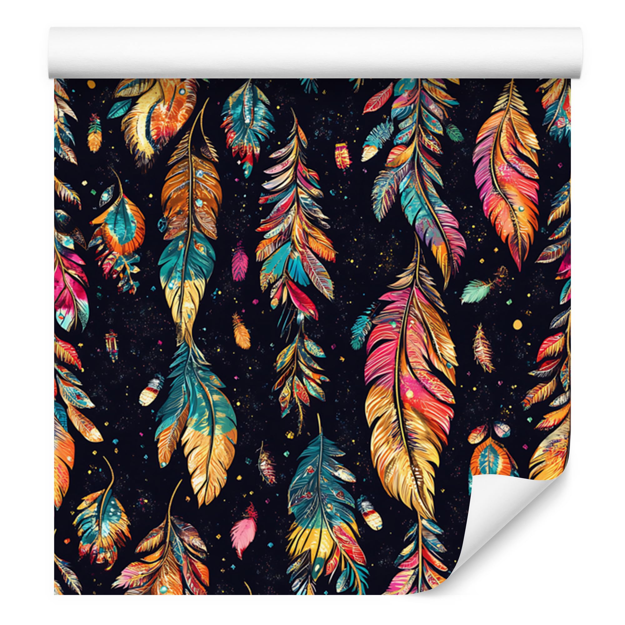 Vliestapete Boho – Schwarz und Marineblau 50 x 1000 cm | Ausdrucksstarke Bildgestaltung; Charaktervoller Raumschmuck; Harmonische Akzentfläche; Kleister im Set
