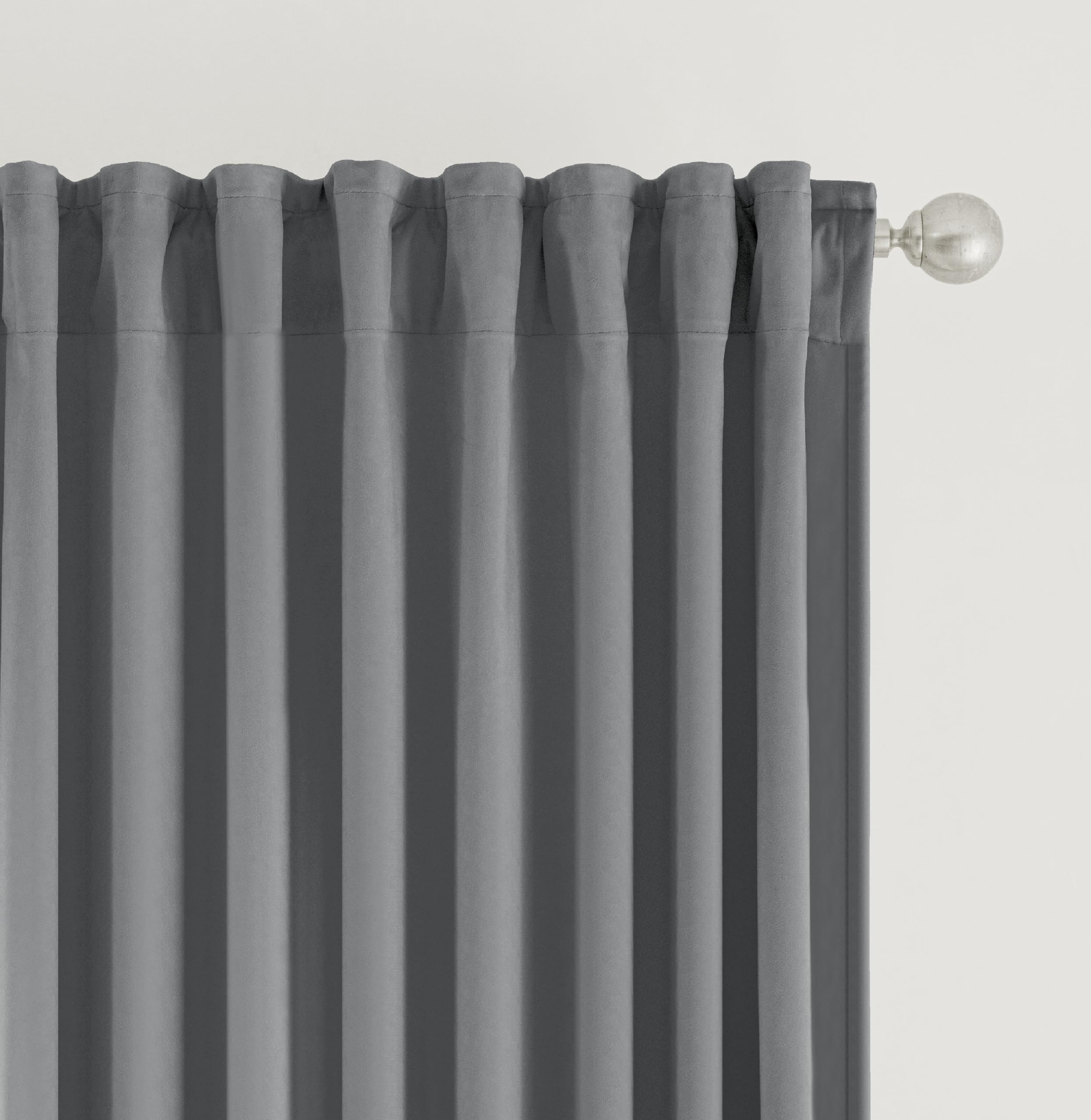 SNITIE Light Grey Velvet Curtains with Back Tab and Rod Pocket Thermal Insulated Soft Privacy Light-Filtering Velvet Drapes for Bedroom and Living Room, Set of 2 Panels, 52 x 96 Inches Long