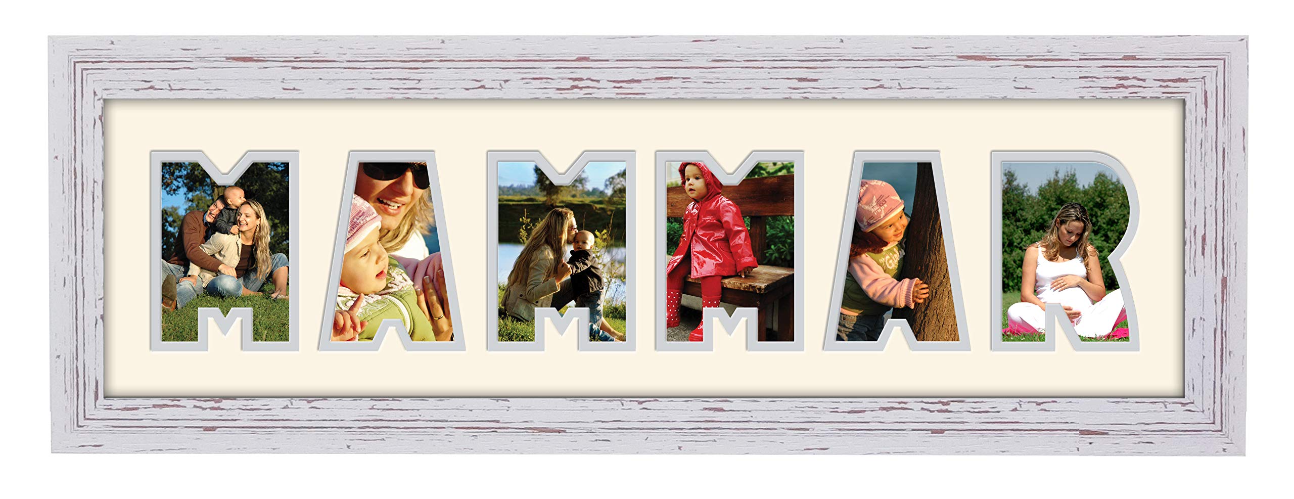 Photos In A Word Shabby Chic Finish Frame Cream Mount Grey Inside Mammar Photo Frame Word Photo Frame Name Frame 1274-Cc (Shabby Chic Finish Frame Cream Mount Grey Inside)
