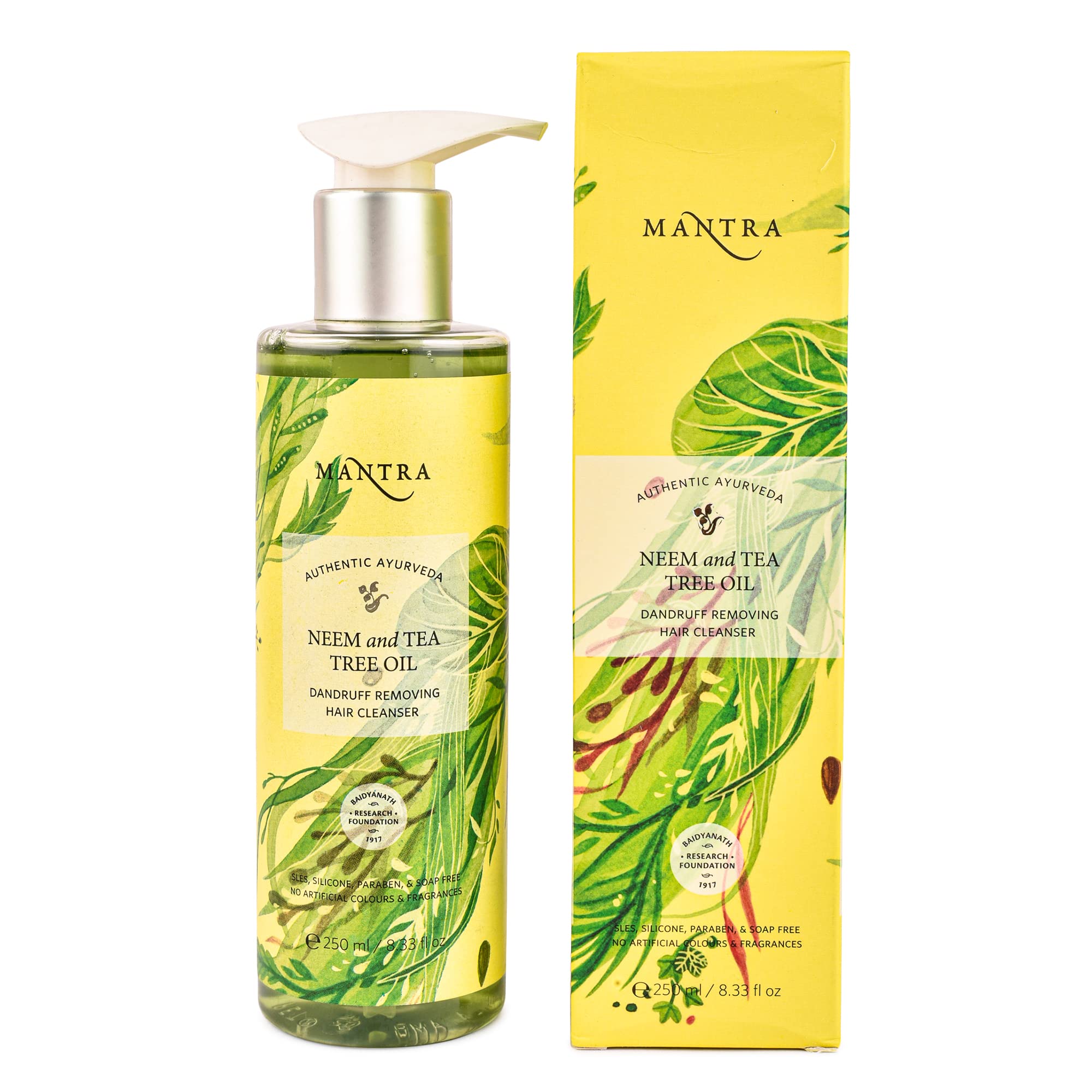 Mantra Authentic Ayurveda Neem and Tea Tree Oil Dandruff Removing Hair Cleanser NO Chemicals, Silicon, Paraben, or Paraffin (250 ml / 8.3 fl oz)