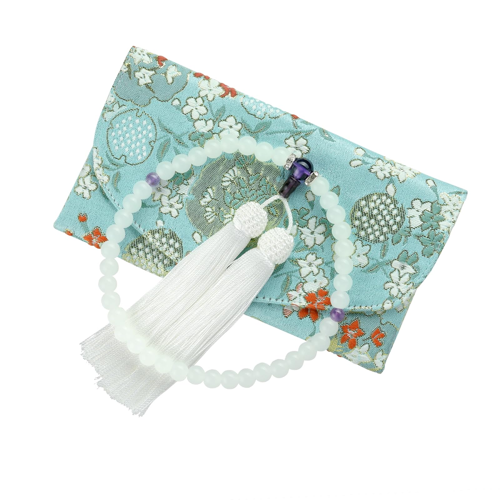 Amazon.co.jp: [JIAZHIXI] 限定版 女性用白翡翠数珠 日本監修 手作りで