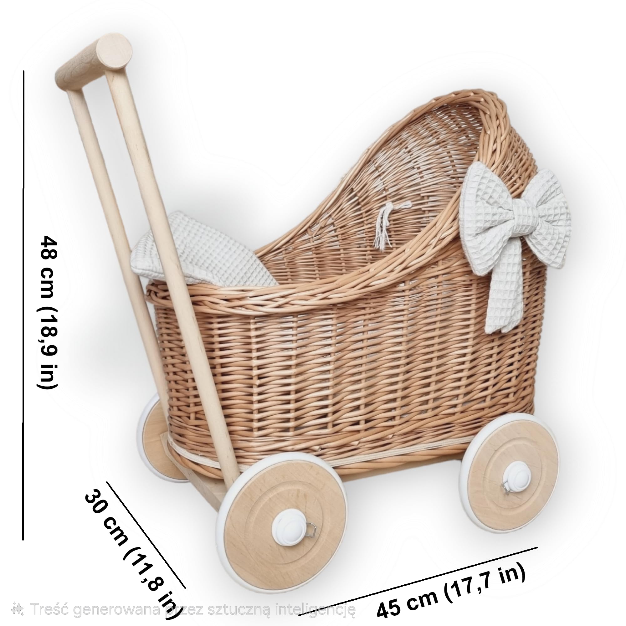 WIKLIBOX Wiklinowy Wózek Dekoracyjny Retro – Ręcznie Pleciona Ozdoba Boho – Idealny Prezent na Roczek i Pierwsze Urodziny – Naturalny Rekwizyt do Sesji i Dekoracja Pokoju – Handmade w Polsce