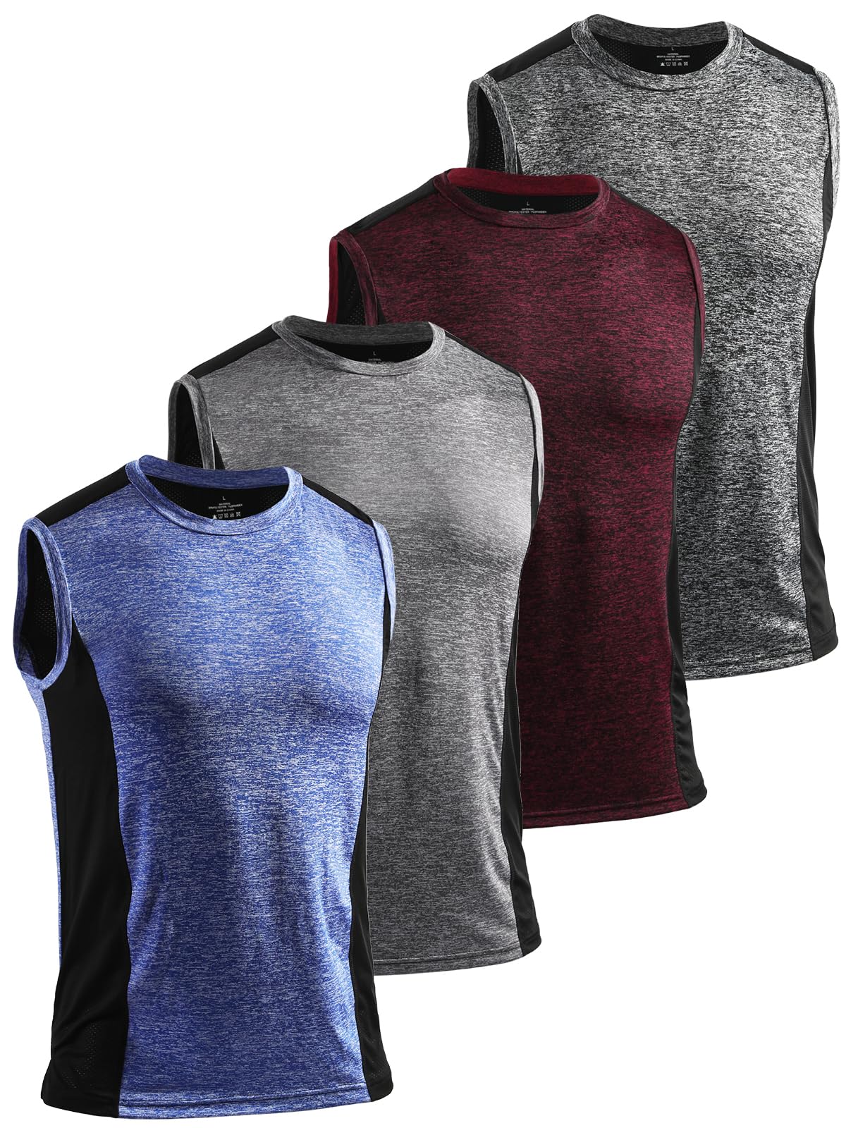 Komfokore 1/4er Pack Herren Workout Tank Tops Ärmellose Schnelltrocknende Gym Muskel Shirts