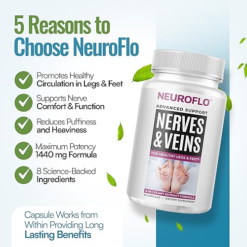Miniatura 2 de Mizzle Suplemento de circulación de piernas soporta nervios, venas con 1470 mg, cápsula 8 en 1 de castaño, diosmina, espino para un máximo alivio en
