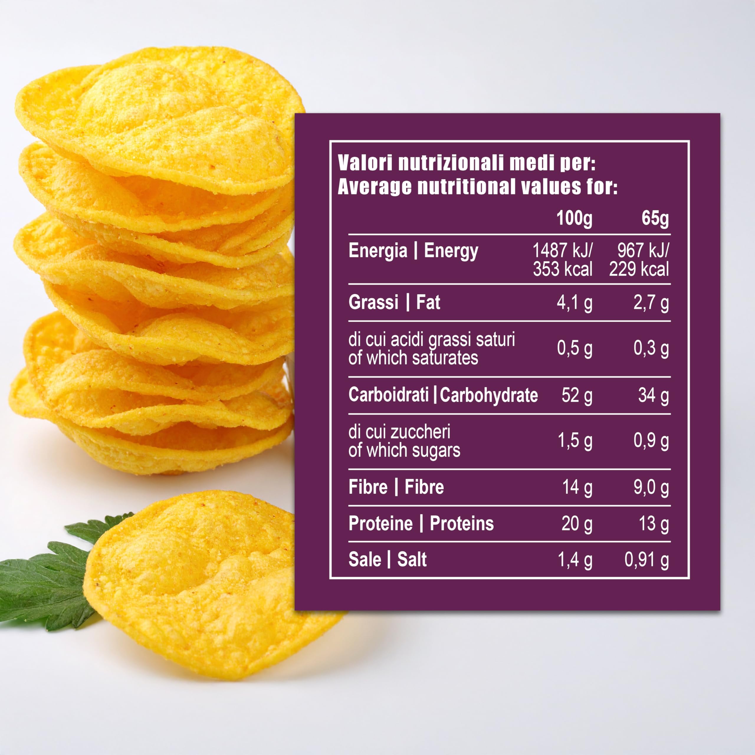 10 Snick Snack Chips Super Protein Fiorentini, 20 Grammi di Proteine con Lenticchie Rosse, Vegane, Senza Glutine, Multipack Formato Convenienza - 10 x 65 gr