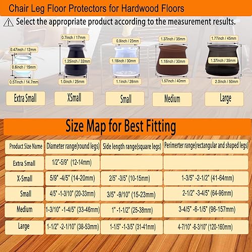 Miniatura 2 de Protectores de suelo para patas de silla extra pequeños de 12 pulgada, tapas antideslizantes para patas de silla, fundas para patas de muebles ultra