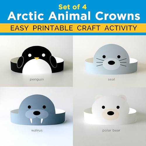 Arctic Animal Printable Paper Crown, Party Hat Craftivity ...