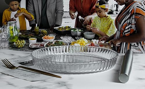 Miniatura 5 de Clapper Plato de vidrio para tartas de 10.5 pulgadas, plato profundo para hornear hecho de vidrio de seguridad redondo transparente resistente al