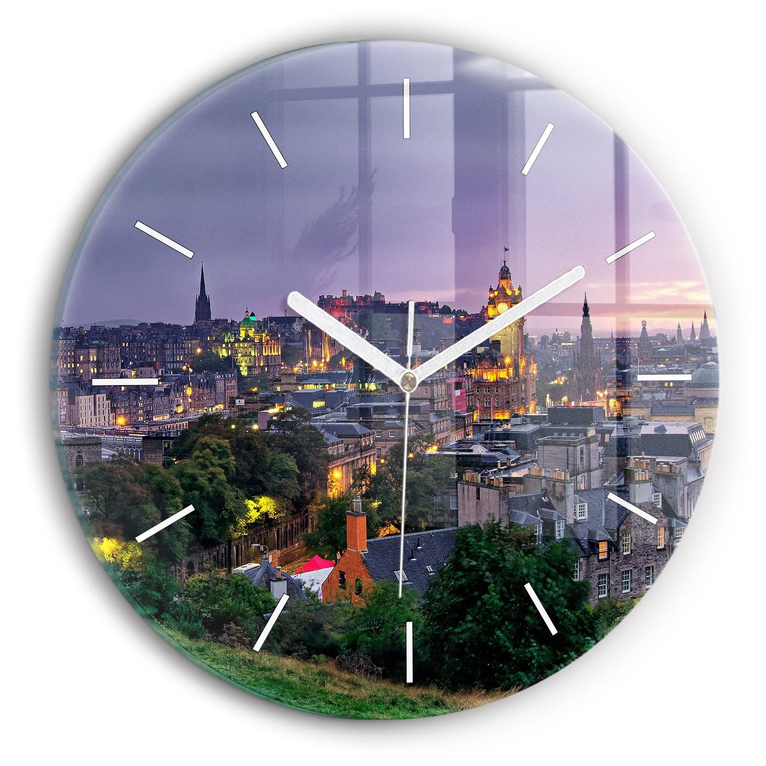 Horloge en verre Wallfluent 30 cm Édimbourg design élégant